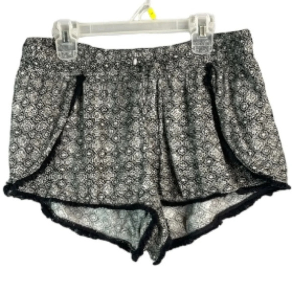 AMERICAN EAGLE Printed Bloomer Shorts Black White Fringed Elastic Drawstring M - Picture 10 of 10